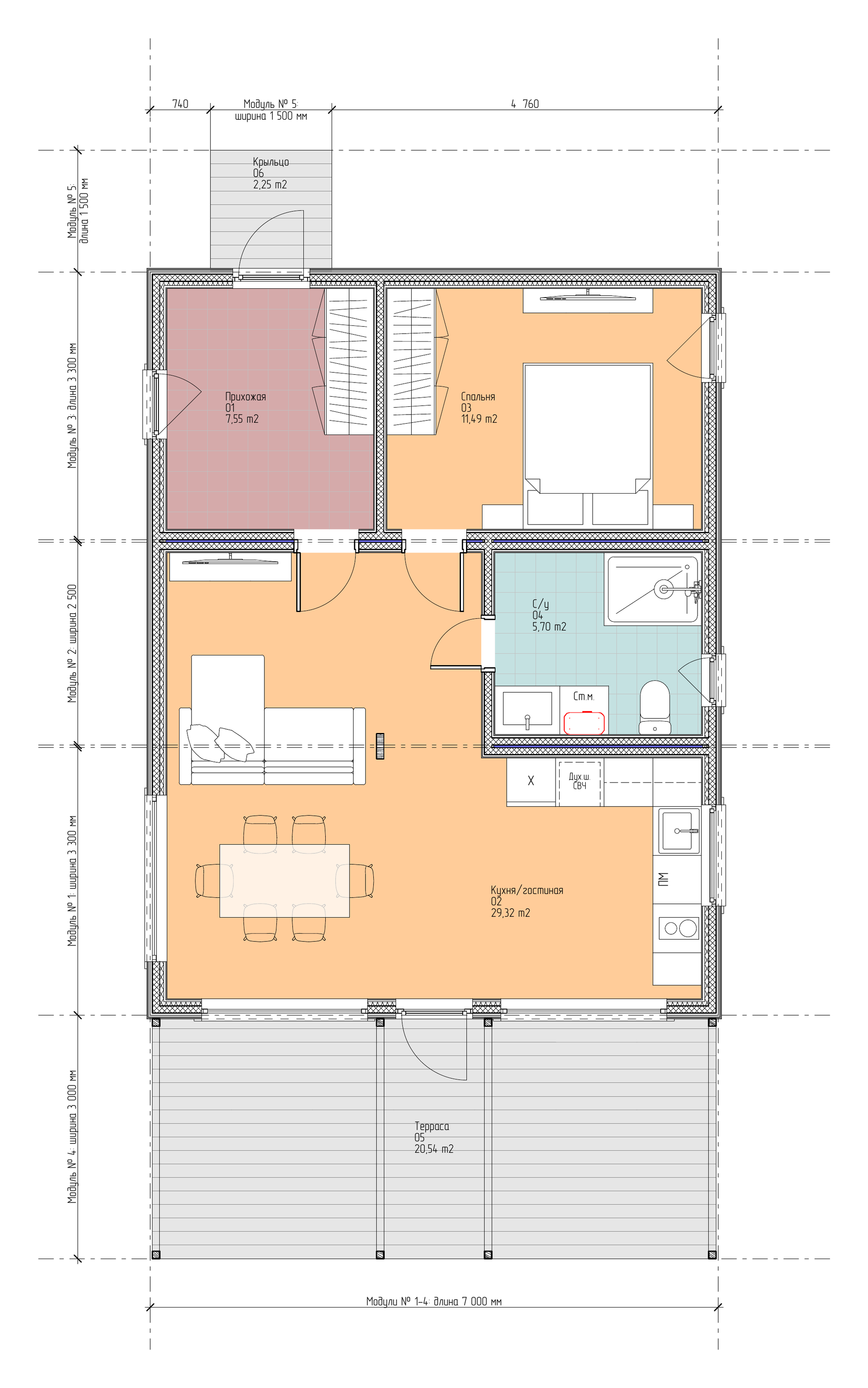 План посадки Barn House 85